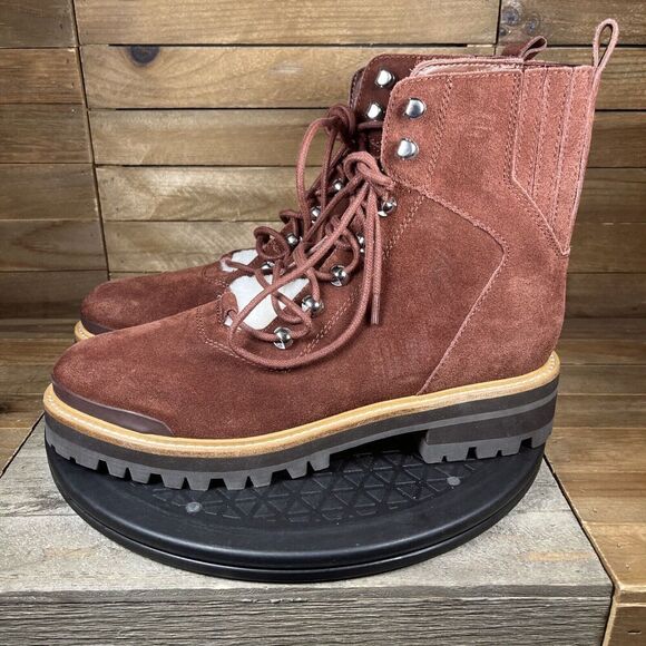 Marc Fisher Womens Size 9 LTD Izzie Maroon Brown Suede Shearling Ankle Boots NEW - Picture 3 of 10